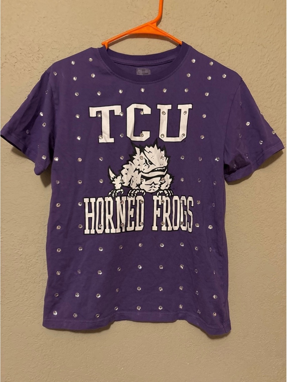TCU Horned Frogs Purple Studded T-Shirt Size L
